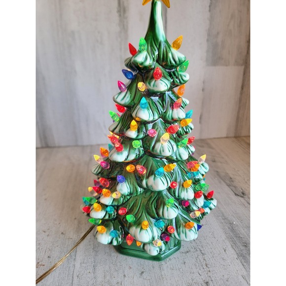 Vintage ceramic tree light table top Xmas pine home decor figure - Picture 7 of 12